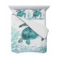 thumbnail image 7 of Quilts Twin-XL Size Bedding Set, Coastal Sea Turtle Lightweight Quilted Comforter, Teal Green Summer Ocean Coral Sea Fish Soft Bedspread Coverlet with Pillow Covers for All Season, 68" x 98", 7 of 7