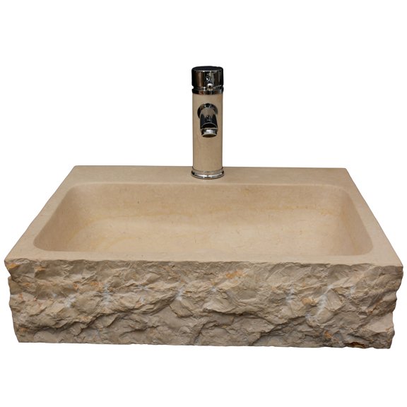 Eviva Stonie 20 in. Beige Marble Vessel Sink
