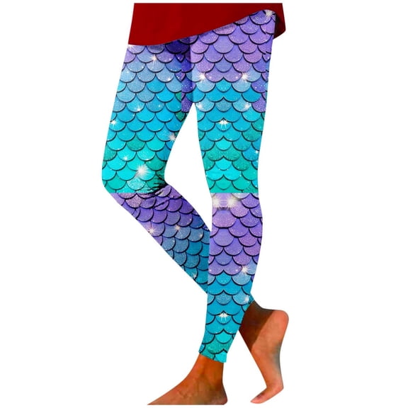 Womens Yoga Pants Fashion Shiny Sequin Print Stretchy Slim Fit Casual Soft Tummy Control Leggings