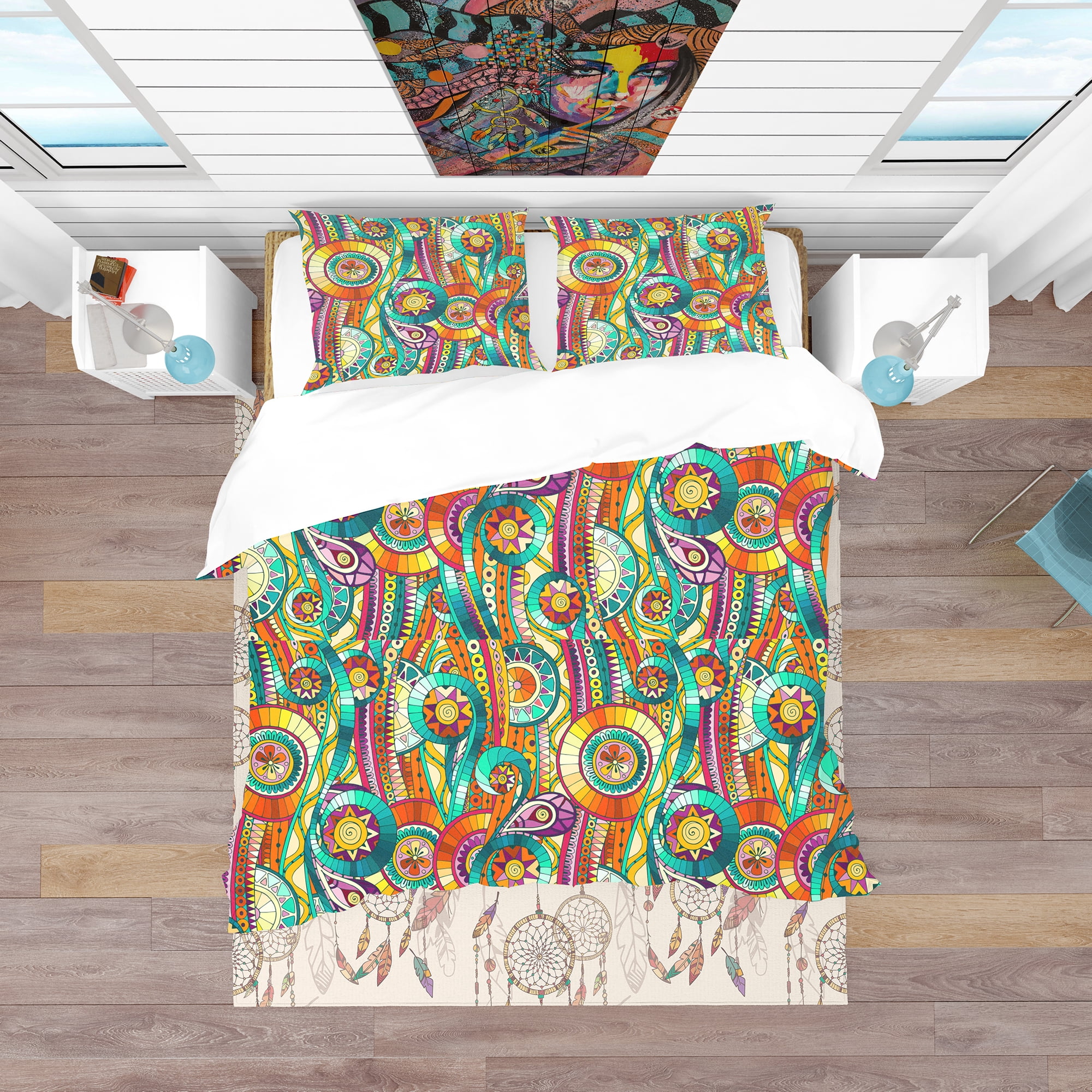 Designart 'Tribal Doddle Ethnic Pattern Mosaic Elements' Bohemian & Eclectic Duvet Cover Set