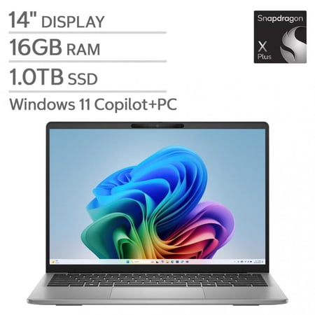 Dell Inspiron 14" FHD+ Copilot+ PC Notebook Qualcomm Snapdragon X Plus X1P-64-100 16GB RAM 1TB SSD Gray