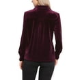 thumbnail image 3 of Blusa de Terciopelo Vintage para Mujeres Otoño Invierno con Cuello de Manga Larga y Botón Frontal Talla L Rojo Oscuro, 3 of 6