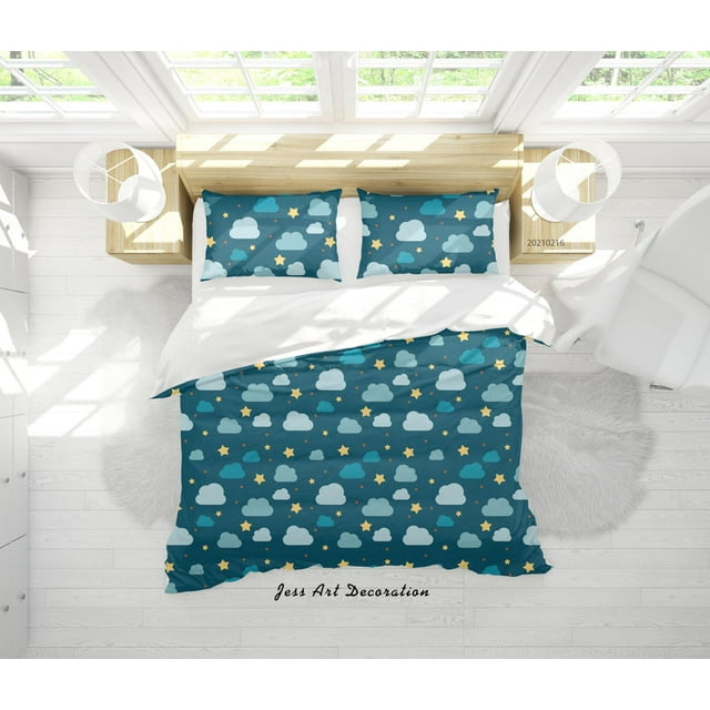 3D Cartoon Cloud Star Quilt Cover Set Bedding Set Duvet Cover Pillowcases 286