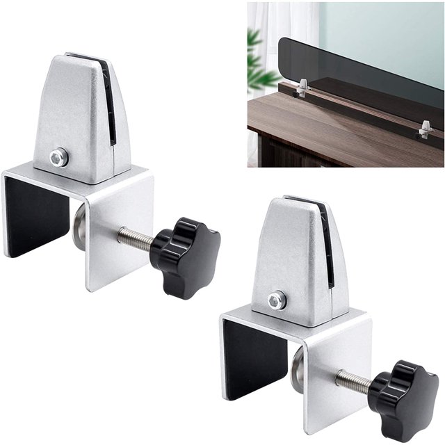 CClamp Support, 2Pcs Adjustable Silver Desk Partition Clamp Brackets