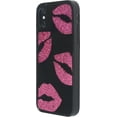 onn. Black & Pink Hidden Glitter Lips Phone Case For iPhone X/Xs