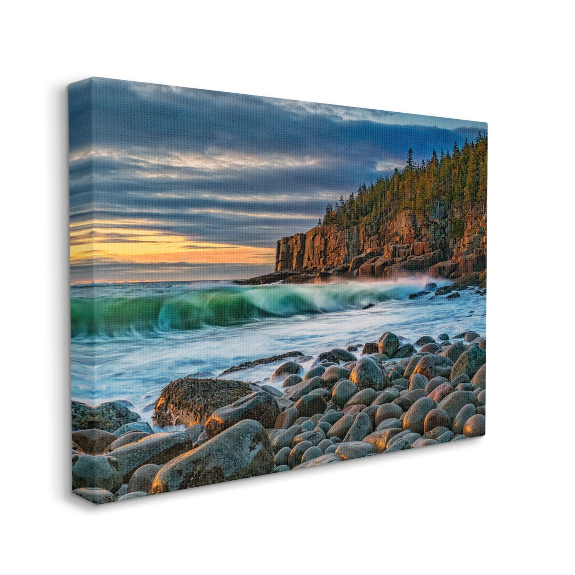Stupell Rolling Waves Beach Rocks Coast Landscape Photography Gallery Wrapped Canvas Print Wall Art