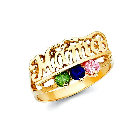 14k Yellow Gold Cubic Zirconia Mothers Ring Size 7 Ring for Women - 2.5 Grams