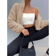 thumbnail image 3 of Womens Khaki Drop Shoulder Zip Up Fleece Jacket, 3 of 5
