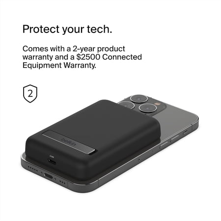 Belkin（ベルキン） MagSafe対応 磁気ワイヤレスモバイルバッテリー Magnetic Wireless Battery 5000 + Stand BPD004btBK