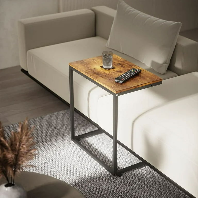 Free Shipping C Shaped Metal Sofa Side End Table Side Table TV Tray Table for Sofa Couch Table Bedroom Set of 2 Rustic Brown Walmart