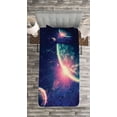 thumbnail image 3 of Ambesonne Galaxy Quilted Bedspread Set 2 Pcs, Outer Space Mars Planets, Twin Size, Navy Blue Pink, 3 of 3