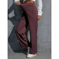 thumbnail image 6 of SWQZVT Womens Dress Pants High Waist Straight Leg Pants Button Down Bottoms Work Pants Trousers with Pockets Womens Clothes Elastic Waisted Stretch Business Slacks, 6 of 11