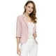 thumbnail image 2 of Blazer De Solapa Con Muescas Y Mangas 3/4 A Rayas Para Mujer Rosa S, 2 of 6