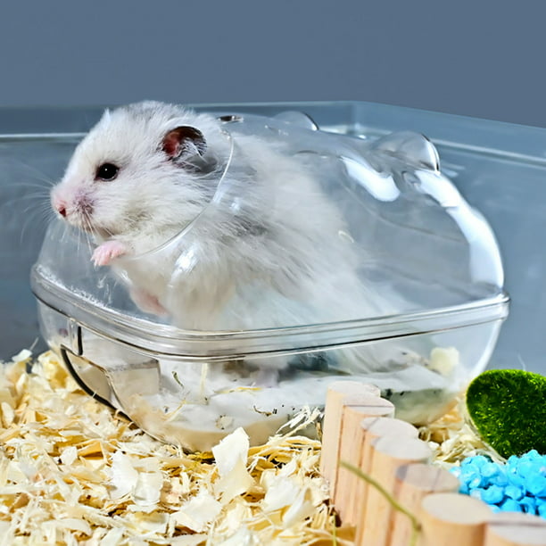 Walbest Sand Bath Container Hamster Large Transparent Hamster Dwarf Sandbox Dust Small Animals Bathroom Hamster Cage Accessories (Transparent, Small) -