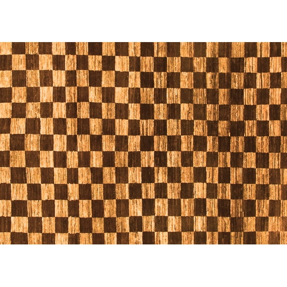 Ahgly Company Indoor Rectangle Checkered Orange Modern Area Rugs, 5' x 7'