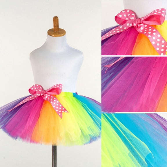 Children Girls Tutu Tulle Party Dance Ballet Kids Rainbow Skirt