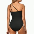 thumbnail image 4 of Hessimy One Shoulder One Piece Swimsuit for Women Tummy Control Bathing Suits Modest Full Coverage Keyhole Swimwear(Black,L), 4 of 8