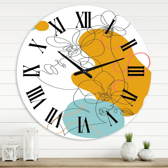 Designart 'Beautiful Woman One Line Drawing' Modern Wall Clock