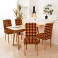 thumbnail image 2 of Halloween Chair Covers Removable Set of 4 Tartan Plaid Scottish Orange Black Gray and White Decorative Chair Covers for Office Kitchen Dining Room, 2 of 5