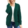 thumbnail image 3 of QWZNDZGR Womens Open Front Long Sleeve Chunky Knit Cardigan Sweaters Loose Outwear Coat, 3 of 4