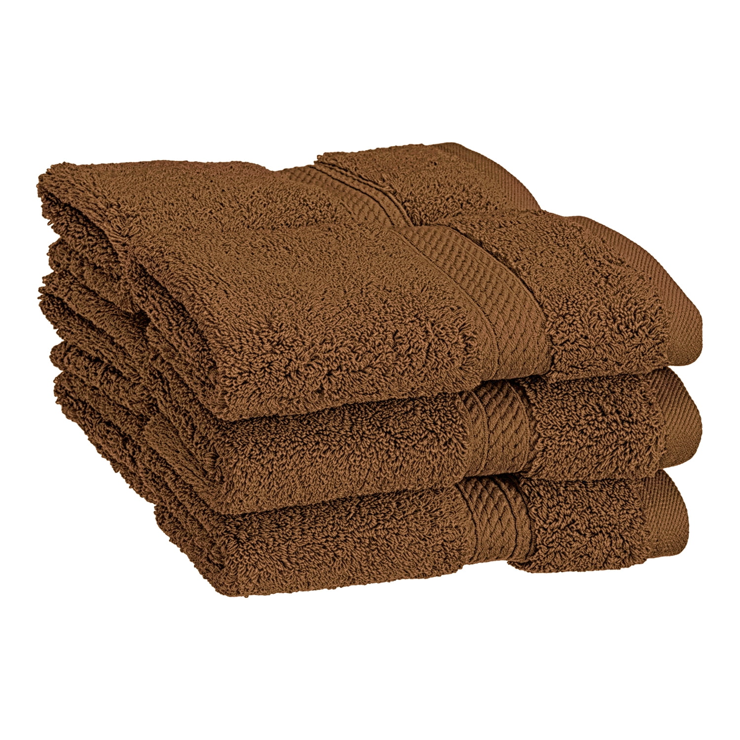 Solid Egyptian Cotton Face Towel by Blue Nile Mills 6Piece, Chocolate