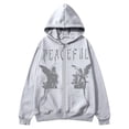 thumbnail image 2 of IAJDKMEK Men's Graphic Zip Up Hoodie Sweatshirt – Y2K Streetwear Jacket with Letter Print & Pocket, Long Sleeve Shirts for Men, Casual Winter Warm Top with Full Zip,Light Gray 3XL, 2 of 5