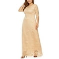 thumbnail image 3 of SWSMCLT Women's Short Sleeve Dress Maxi Semi Full Length Evening Gown Formal Lace Overlay Bridesmaid Dresses Summer (L-2XL) Apricot XX-Large, 3 of 4