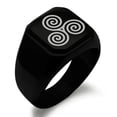 thumbnail image 2 of Tioneer Stainless Steel Celtic Triskele Triskelion Triple Spiral Engraved Adult Square Flat Male Top Biker Style Polished Signet Ring, 2 of 5
