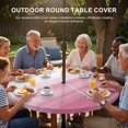 thumbnail image 3 of Round Outdoor Tablecloth with Umbrella Hole and Zipper, Pink White Ombre Tablecloth with Elastic Waterproof, Romantic Funny Abstract Striped Lines Patio Table Covers for 36" - 44" Picnic Pool Tables, 3 of 9