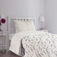 thumbnail image 5 of Ambesonne Fish Quilted Bedspread Set 2 Pcs, Sketch Underwater Theme, Twin Size, Black White Grey, 5 of 6