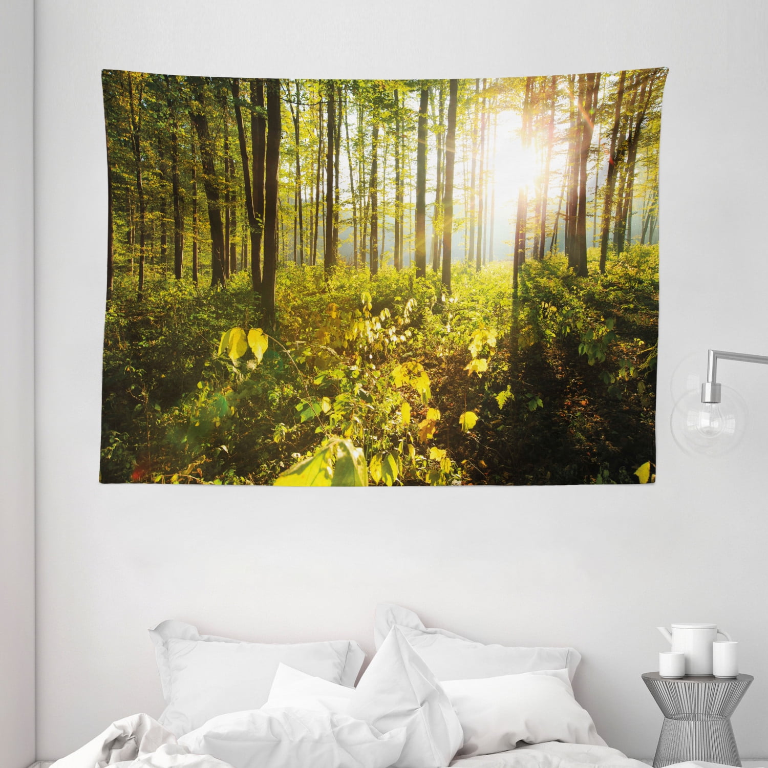 Forest Tapestry, Trees Sun Rays in Woods Foliage Greenery Scenic ...