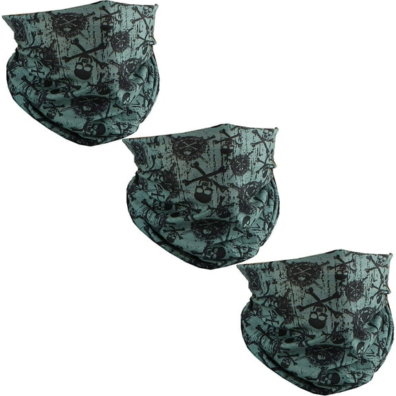 Motique Accessories 3 Pack Skull Designs Biker Tube Bandana Neck Gaiter for Adult Unisex