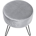 thumbnail image 5 of ® Velvet Footrest Stool, Round Mid-Century Modern Luxe Velvet Ottoman, Footstool Side Table, Removable Metal Leg Design (Gray), 5 of 5