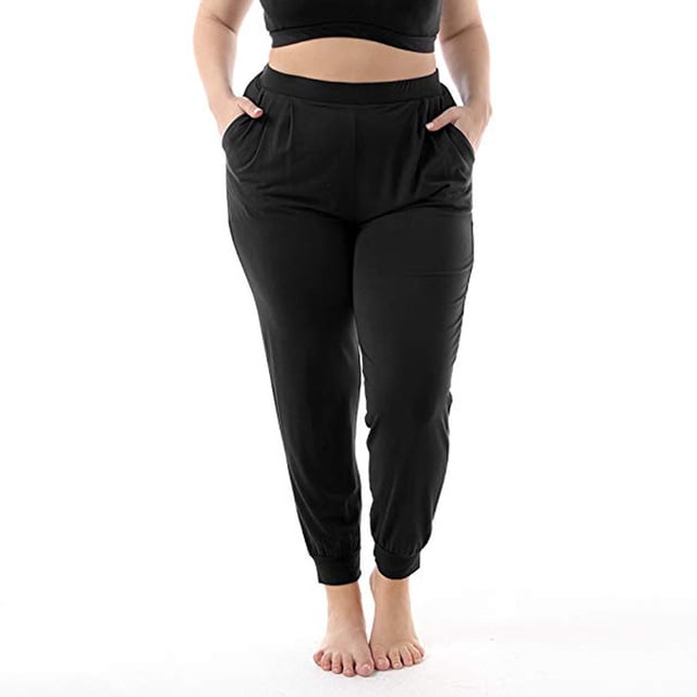 Kcodviy Pantalon Cargo Décontracté pour Femme Grande Taille, Pantalon Décontracté pour Femme Grande Taille avec Poches, Extensible, Pantalon Décontracté à Cordon, Pantalon Décontracté Long Grande Taille