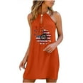thumbnail image 1 of HKEJIAOI Robe Fleurie pour Femmes Robe d'Anniversaire Robe pour Femme Décontractée Col Rond Été Imprimé Floral Sans Manches Robes Orange Soldes Liquidation, 1 of 3