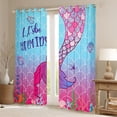 thumbnail image 2 of Mermaid Tail Curtains Blue Pink Rainbow Mermaid Decor Curtains & Drapes 52Wx63L Gifts Mermaid Fish Scales 30%-50% Blackout Curtains Seashell Marine Sea Animal Window Curtains Kawaii Room Decor, 2 of 5