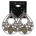 thumbnail image 2 of Silver-Tone & Yellow Colored Metal Dangle-Earrings #LQE3315, 2 of 2
