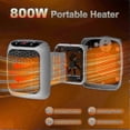 thumbnail image 2 of Portable Heater, 800W Ceramic Plug in Heater, Space Electric Fan Heater with Remote Control, 12H Timer, LED Display, 2 Heat Setting, 2 of 5
