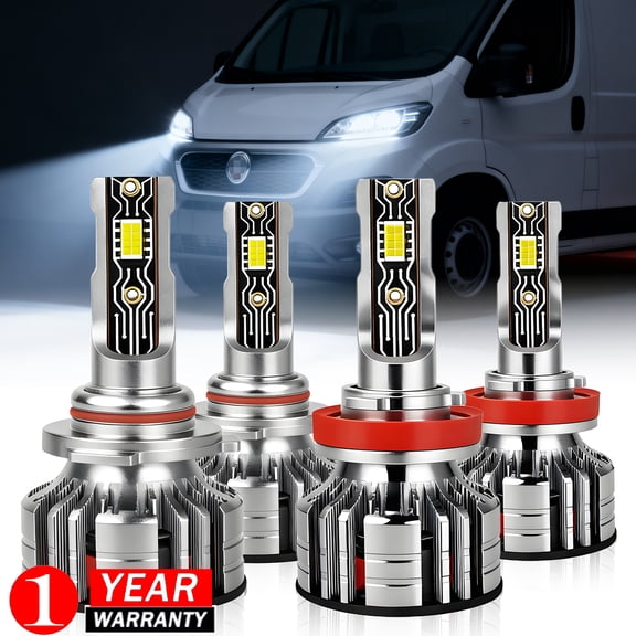 For Ram ProMaster City 2015-2020 LED Headlight Upgrade Kit 9005 H11 6000K Pure White 4PCS