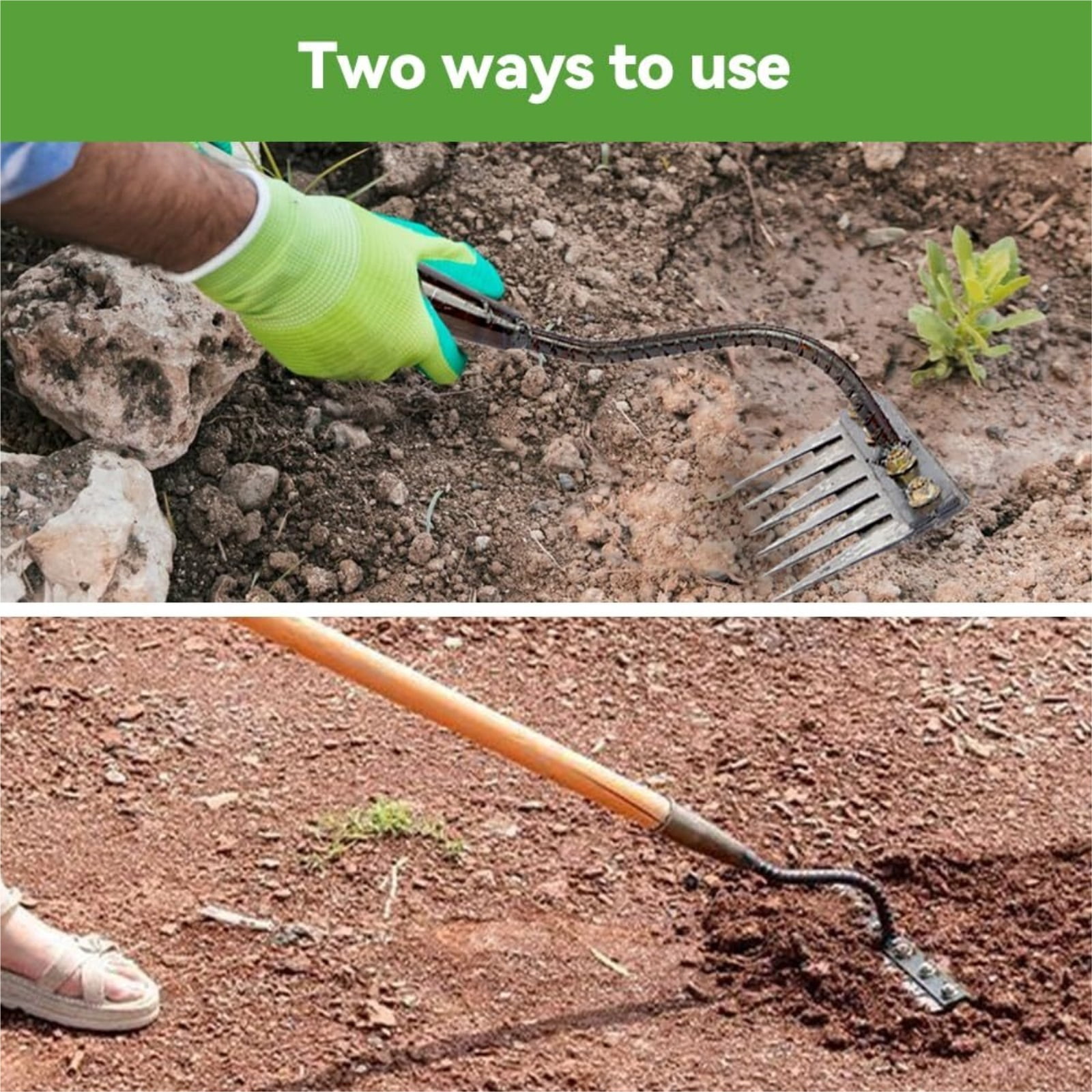 Detachable Carbon Steel Weeding Rake - Heavy Duty Dethatcher with 5-8 Teeth, Manual Claw Weeder Tool for Lawn, Yard & Farm