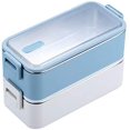 thumbnail image 1 of Lunchbox 1100ml Double Layer Stainless Steel Lunch Box Stainless Steel Microwave Lunch Box Microwave Oven Student Storage Contene Blue, 1 of 5