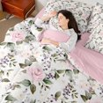 thumbnail image 4 of Feelyou Pink Rose Flower Twin Bedding Sets 7-Piece, Spring Plant Botanical Bedding Comforter Set, Vintage Western Fashion Reversible Sheet Sets, Lightweight Room Decor, 4 of 8