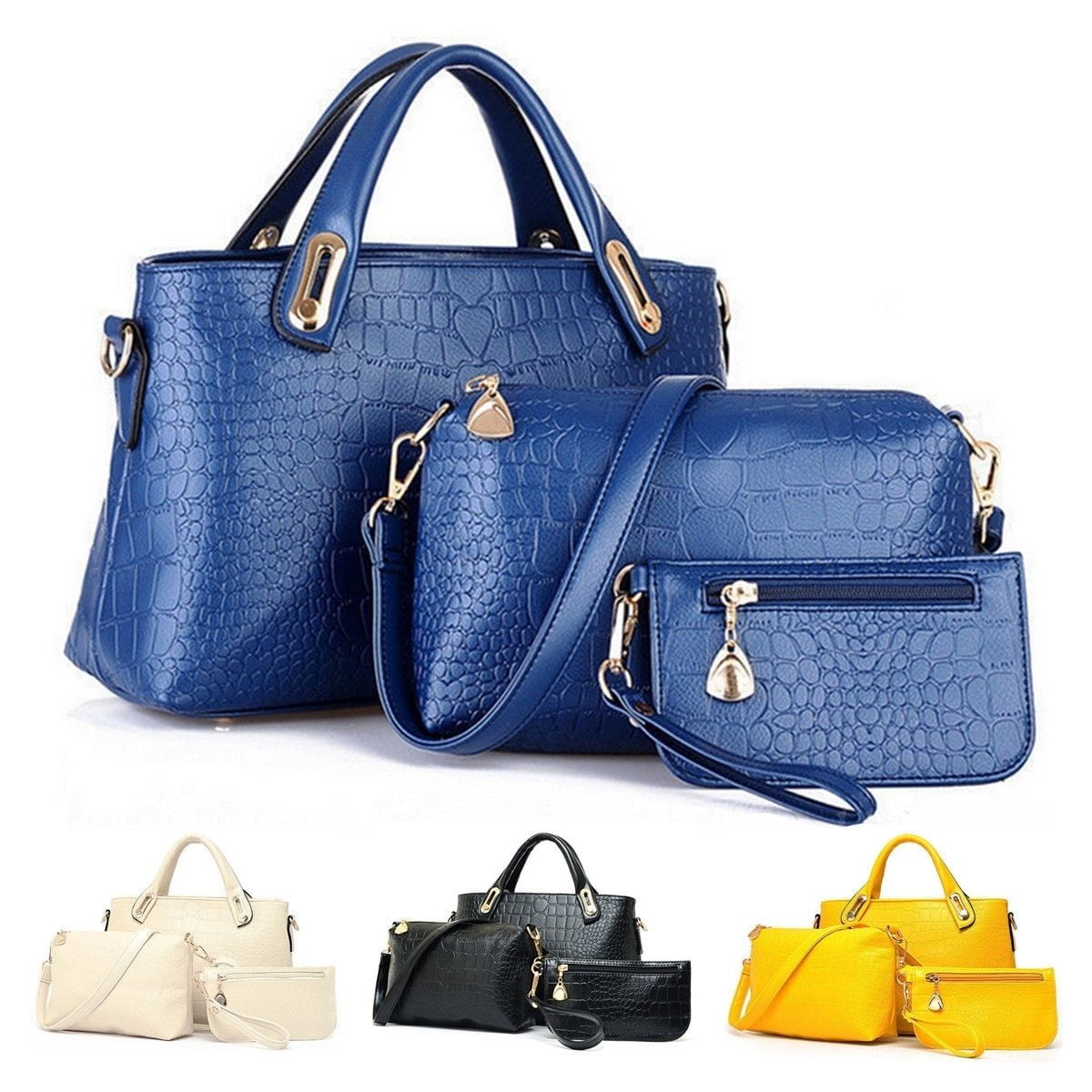 Women Bag Clearance, Ladies Tote Purse Leather Zipper Messenger Hobo Bag, 3Pcs Sets Handbag ...