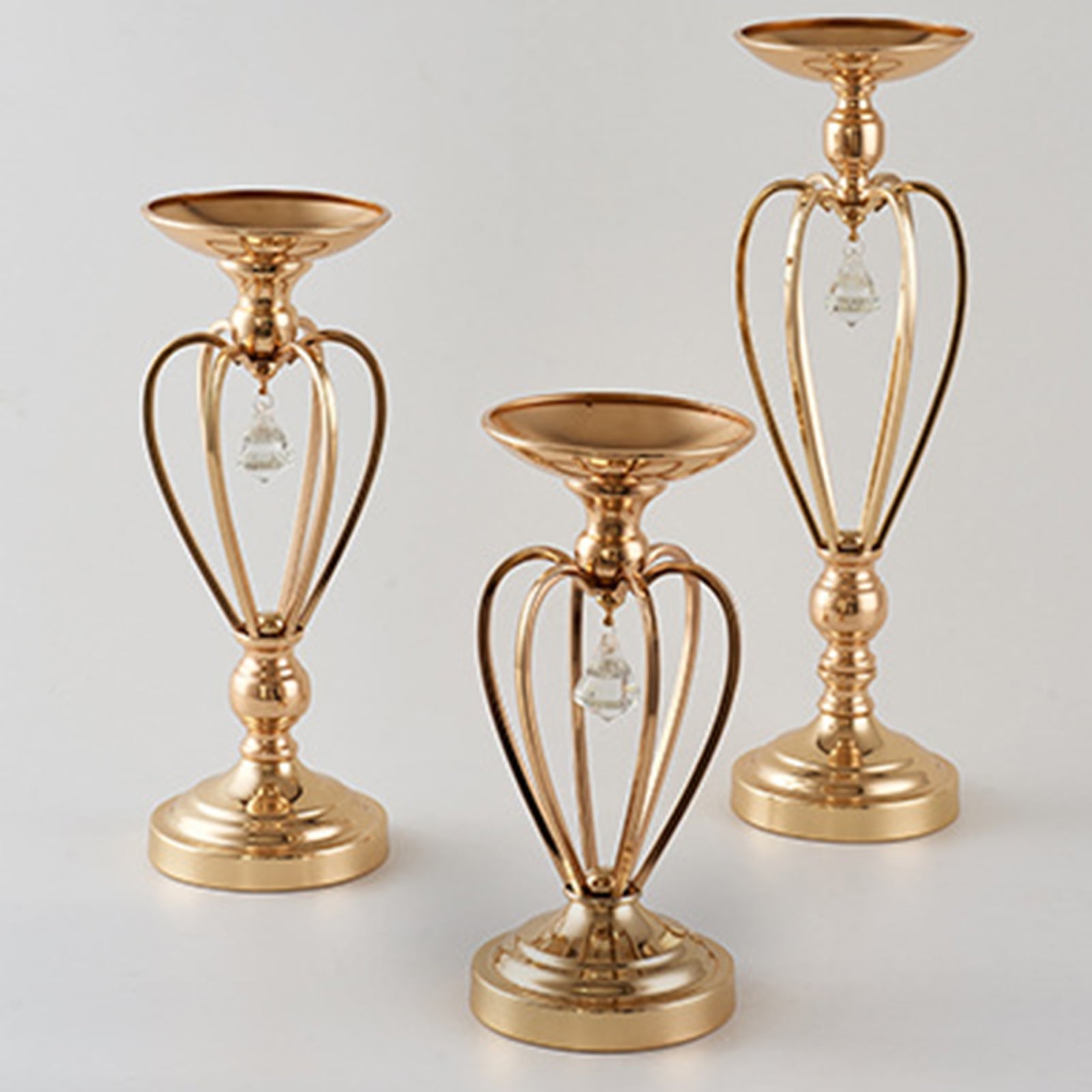 Vnanda Gold Crystal Candle Holders Heart Shape Pillar Candlesticks for