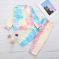 thumbnail image 4 of Coerni Toddler Boys Girls Fall Winter Tracksuit Set Long Sleeve Round Neck Tie Dye Printed Sweatshirt and Long Pants Set, 4 of 4