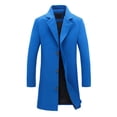 thumbnail image 5 of Ettsollp Men Woolen Coat Notch Lapel Long Sleeve Single Breasted Jacket Solid Color Windproof Business Casual Overcoat, 5 of 8