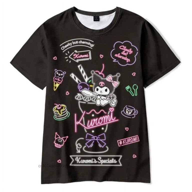 Sanrio Kuromi Anime 3D Digital Print Star T-shirt Women