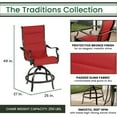 thumbnail image 3 of Hanover Traditions 7-Piece Outdoor High Dining Fire Patio Set, 6 Counter-Height Padded Sling Swivel Chairs and Slat-Top Gas Fire Pit Aluminum Table, Brushed Bronze Finish, Rust-Resistant, All-Weather, 3 of 8