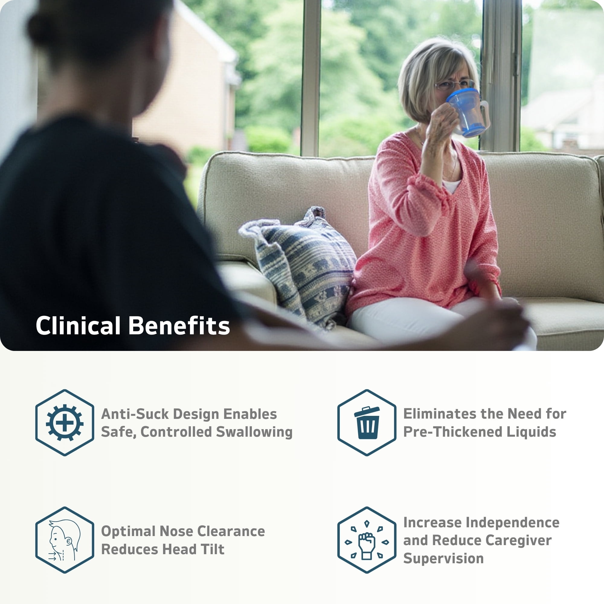 Dysphagia Cups for Adults - Medical Grade 5cc/10cc Regulating Cup with Dual-Position Design - Safe Drinking While Sitting or Lying - Professional Dysphagia Cup for Stroke, Limited Mobility