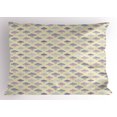 thumbnail image 1 of Rain Pillow Sham, Minimalist Design of Elemental Cloud Figures Vertical Striped and Checkered Design, Decorative Standard Size Printed Pillowcase, 26 X 20 Inches, Multicolor, by Ambesonne, 1 of 2